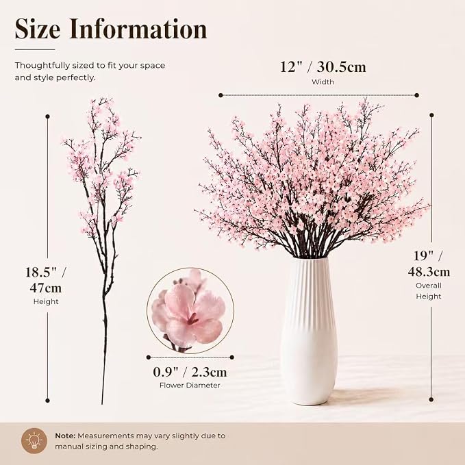 Mandy's 6 Bundles Artificial Light Pink Baby’s Breath Flowers | 18.5 Inch Silk - Image 3