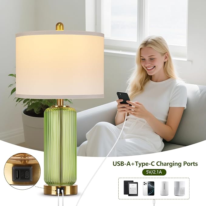 Table Lamps Set of 2 with Touch Control, 3-Way Dimmable Nightstand Lamp with - Image 3