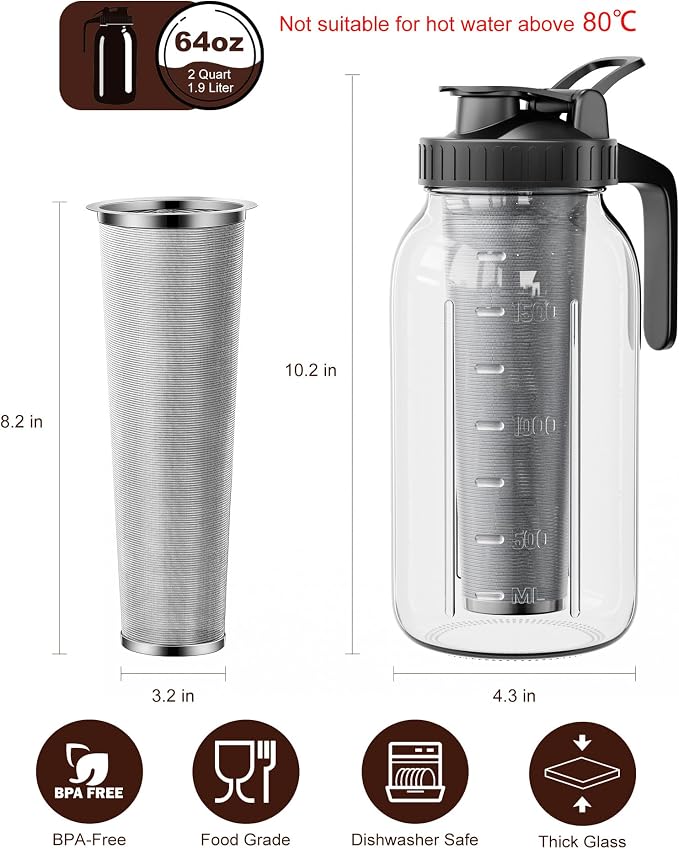 Cold Brew Coffee Maker 64oz, Iced Coffee Maker - Image 2