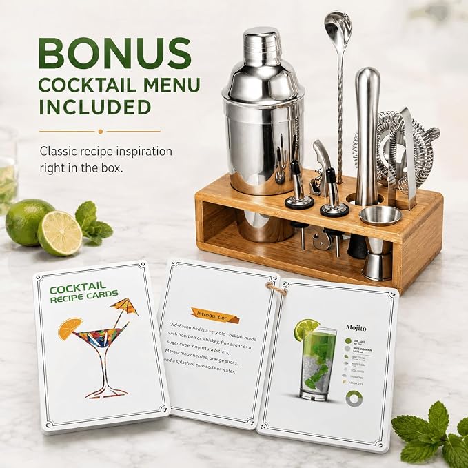 Cocktail Shaker Set, 18/8 Food-Grade Stainless Steel Mixology Bartender Kit - Image 5