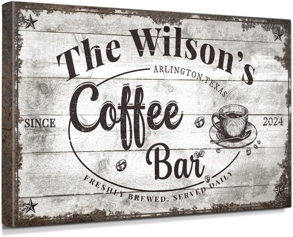 IPIC - Custom Coffee Bar Sign, Large Personalized Canvas Wall Art by IPIC