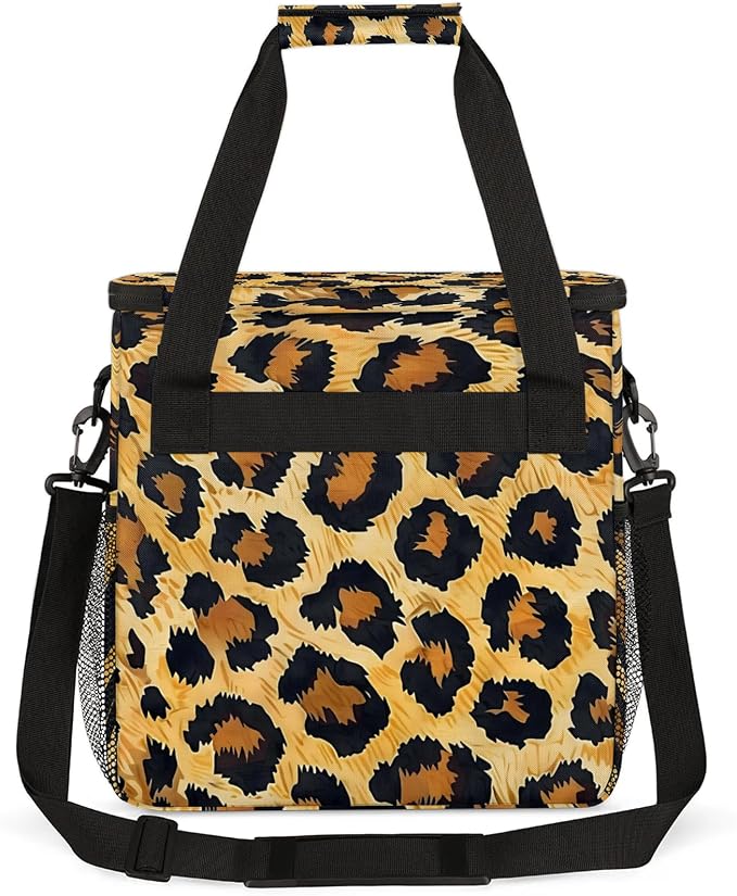 Leopard Cheetah Printed Coffee Maker Carring Bag, Large Insulated Storage - Image 5