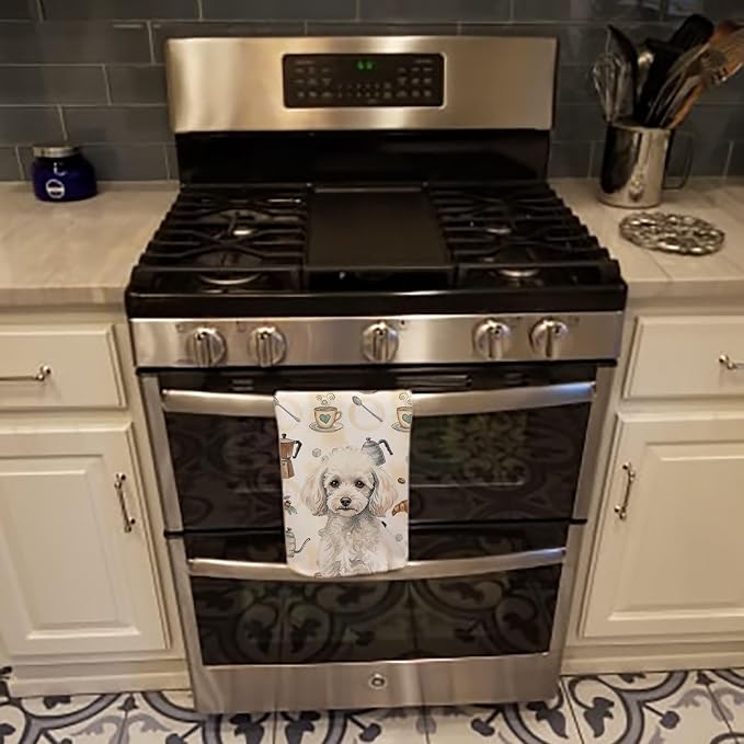 Caroline's Treasures Miniature White Poodle Coffee Bar Kitchen Towel Velour - Image 5