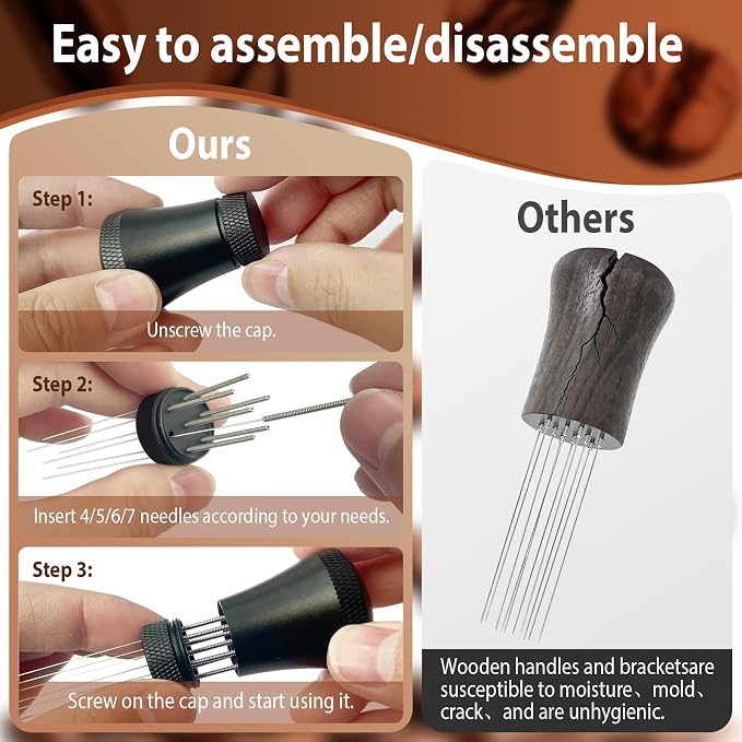 WDT Espresso Distribution Tool 0.35mm 7-needle ultra-fine coffee cloth aluminum - Image 7