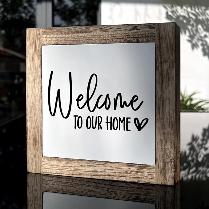 Welcome Sign, Wooden Box Signs for Home Decor, Freestanding Welcome Decor Sign - Image 3