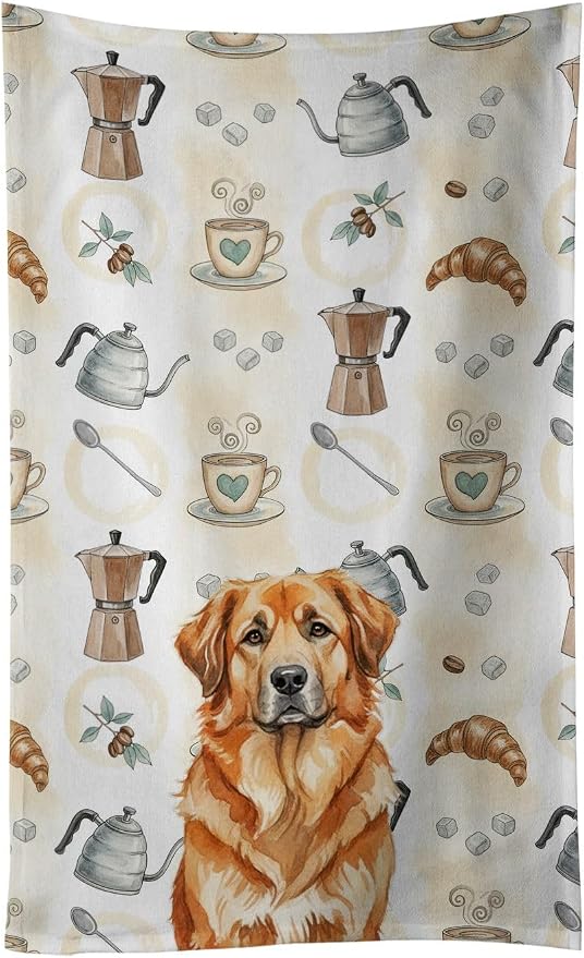 Caroline's Treasures Red Leonberger Coffee Bar Kitchen Towel Velour Plush Front by CarolinesTreasures