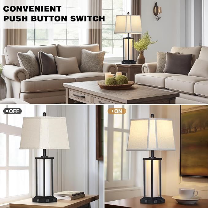 Cinkeda 27" Tall Vintage Table Lamp Set of 2 - Image 4