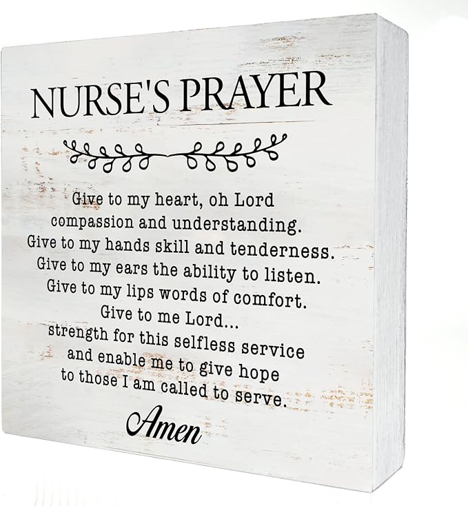Nurse's Prayer Wood Box Sign Home Decor Rustic Nurse Wooden Box Sign Block by HDKY