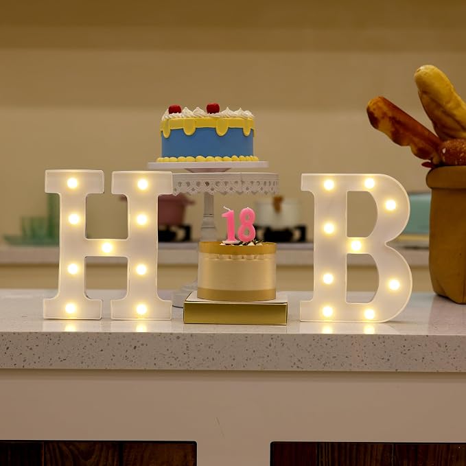 Happy Birthday Decoration Light Up Letters, Battery Powered LED Numbers Marquee - Image 2