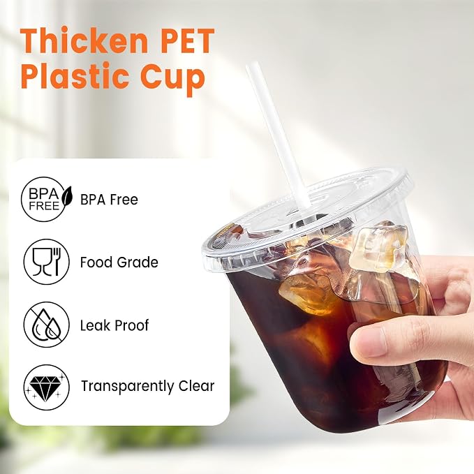 [100 Sets - 12oz Round Bottom Clear Plastic Cups - Image 3