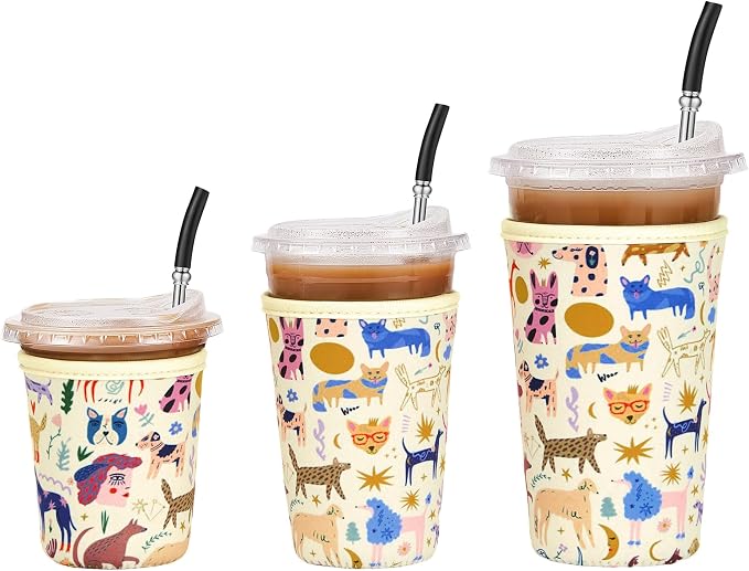 3 Pack Iced Coffee Sleeve Reusable by Cavllson