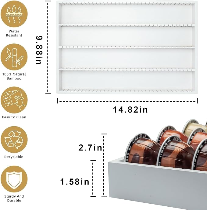 MinBoo Bamboo Coffee Pod Storage Holder Drawer Insert - Image 3