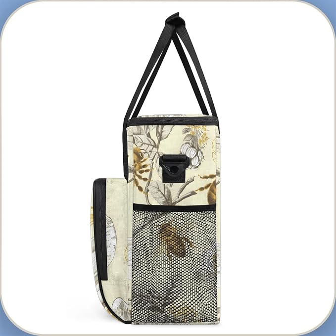 Honey Bee Floral Coffee Maker Carring Bag, Large Insulated Storage Organizer - Image 4