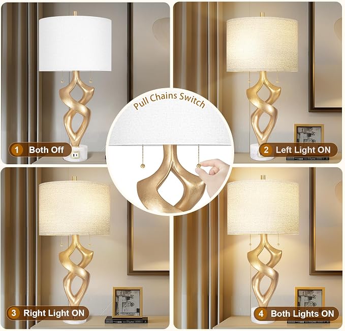 Scenekoy Sculptural Resin Table Lamp Set of 2 - Image 4