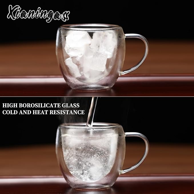 Double Walled Espresso Cups set of 6, 2.7oz Clear Glass Coffee Mugs, - Image 3