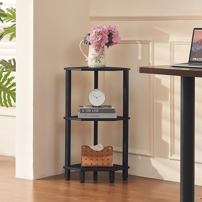 YUFAM 3-Tier Corner Shelf with Sturdy 5-Leg Base, Wooden Corner Bookshelf - Image 5