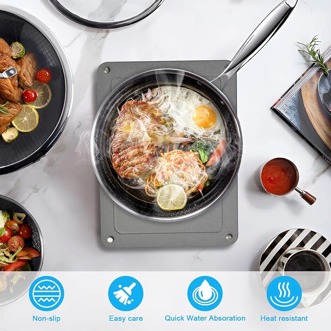 3Pcs Nesting Stone Drying Mat for Kitchen Counter, Quick Drying Dish Drying Mat - Image 3