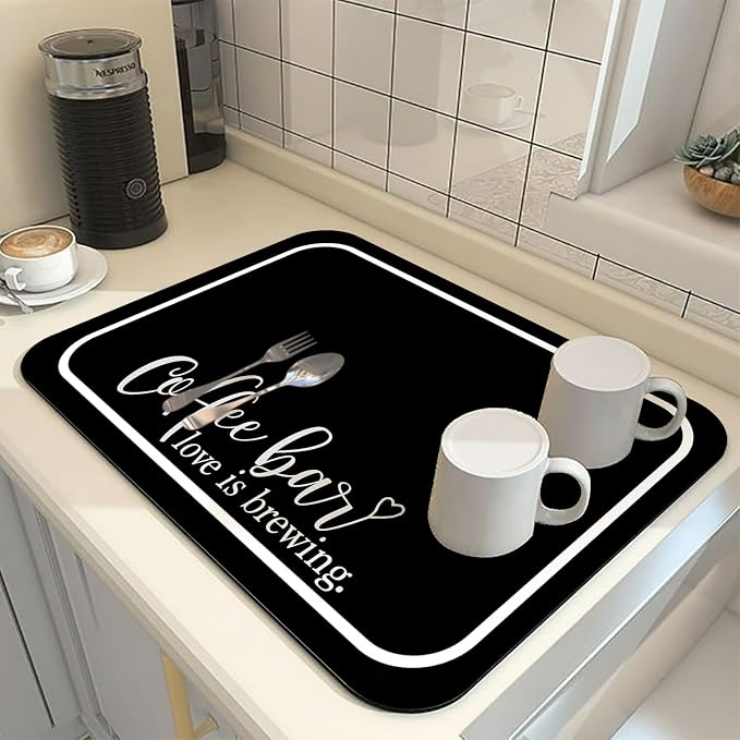 Coffee Bar Mat Rubber Dish Drying Mat - Image 2