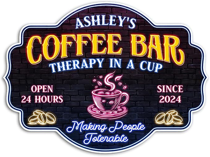 THUYPT Personalized Coffee Sign, Coffee Wooden Sign Plaque Wall Hanging Coffee by Thuypt