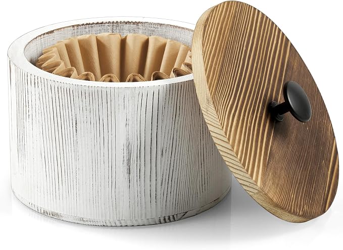 Coffee Filter Holder, Wood Filter Storage Container by BWODYAY