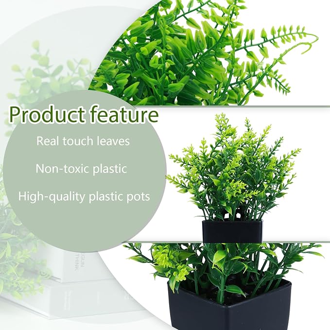 GREENTIME 4 Pack Fake Plants in Black Pot Mini Artificial Eucalyptus Potted - Image 3