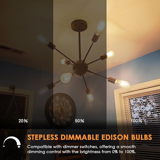 Qingmiao Vintage LED Edison Bulbs, ST58 Dimmable 6W E26 LED Bulb 60W Equivalent - Image 3