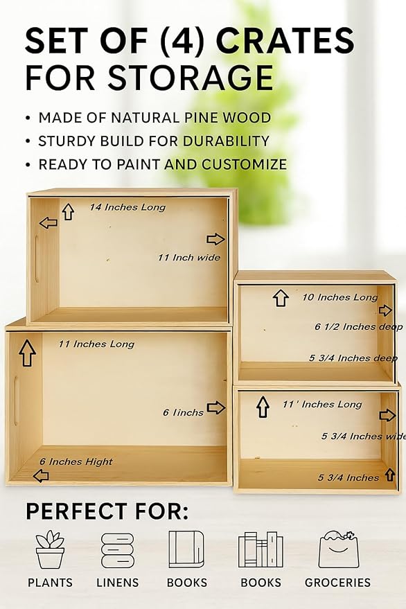 Oojami Unfinished Wooden Crates 4 Pack - Image 5
