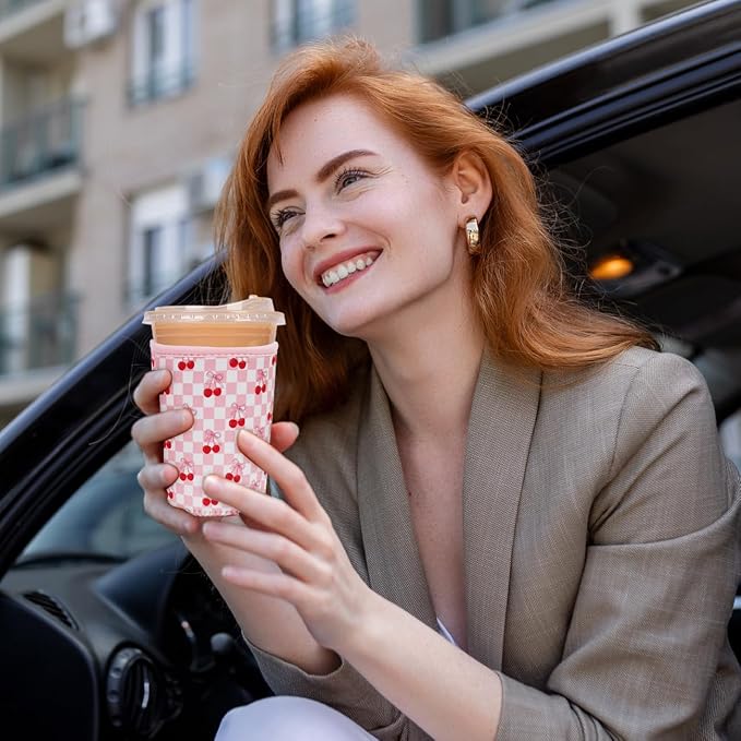 Reusable Insulated Neoprene Iced Coffee Cup Sleeve, Durable Drink Sleeve - Image 4