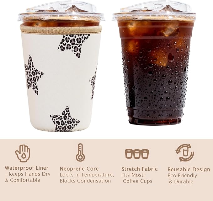 Reusable Insulated Sleeve for Iced Coffee Cup, Coffee Neoprene Sleeve for Cold - Image 6
