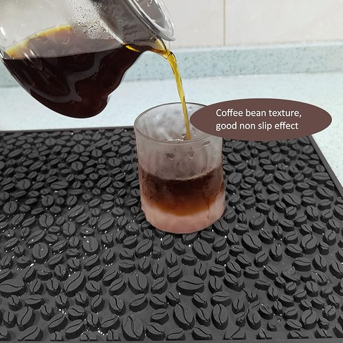Coffee Bar Mat Slip Water Absorbing | Coffee Bean Design PVC Drip Tray - Image 6