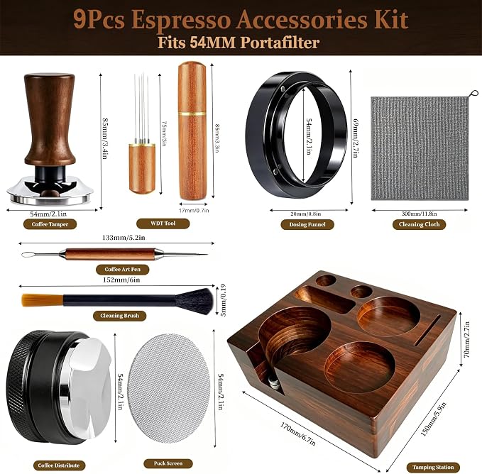 Fortuitousvel 9 PCS 54mm Espresso Accessories Kit - Image 2