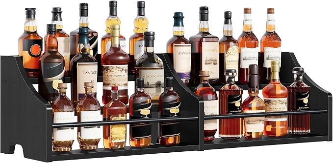 FAVOOSTY 5 Tier Countertop Liquor Bottle Display Shelf Organizer, Retro by FAVOOSTY