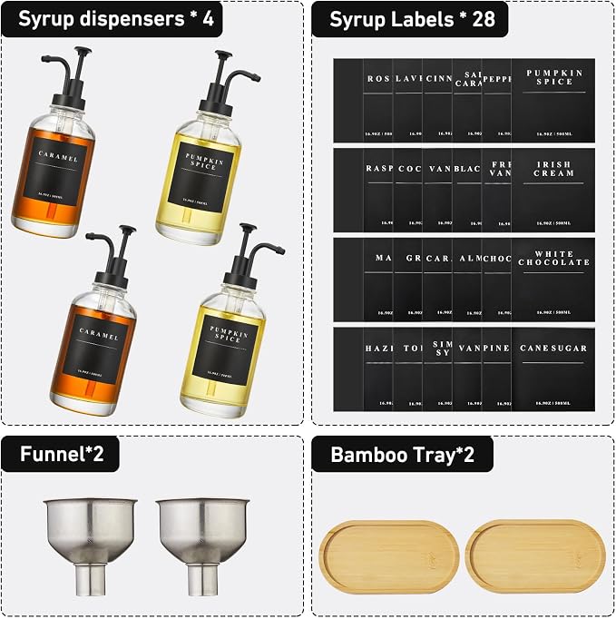 Coffee Syrup Dispenser for Coffee Bar, Coffee Syrup Pump Dispenser, Glass Syrup - Image 2