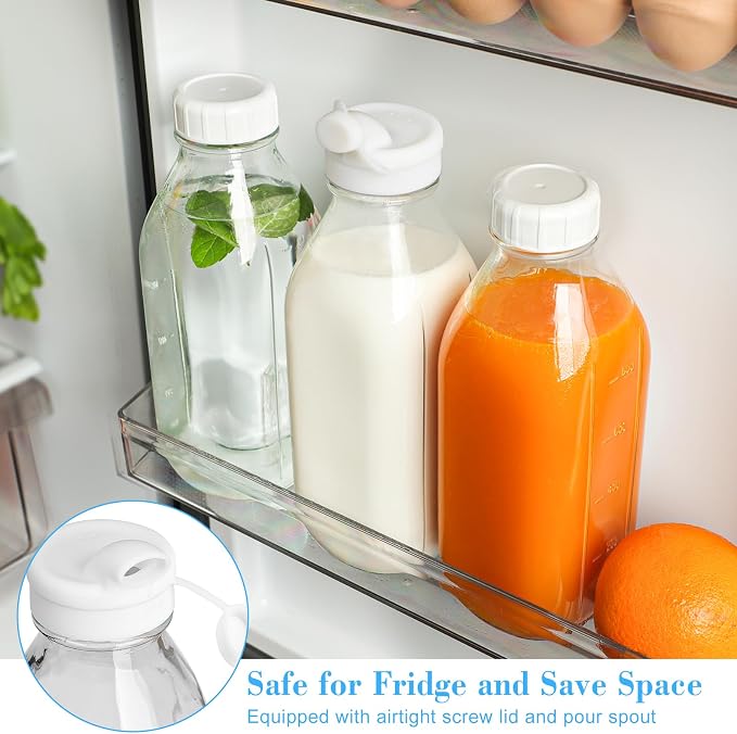 2 Pack Glass Milk Bottle with 2 Dispenser Caps, 100% Airtight Heavy Duty Screw - Image 5