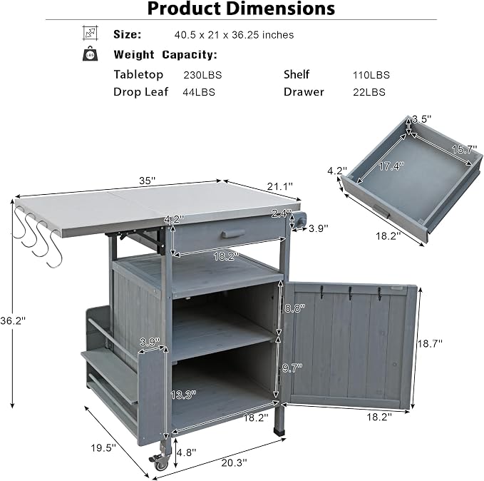 Merax 40.5" Outdoor Kitchen Island - Image 2