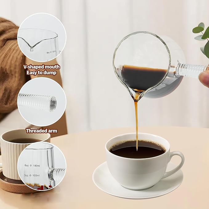 FANTESTICRYAN 6OZ Measuring Cup, Ribbed Borosilicate Glass Espresso Cup - Image 6