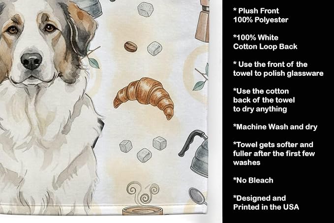 Caroline's Treasures Badger Great Pyrenees Coffee Bar Kitchen Towel Velour - Image 4