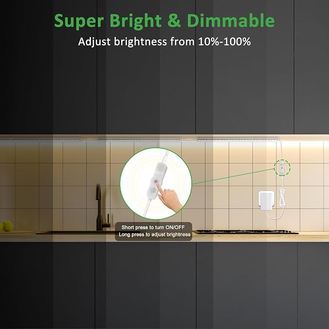 maylit Under Cabinet Lights Plug in, Super Bright Warm White Under Counter - Image 4