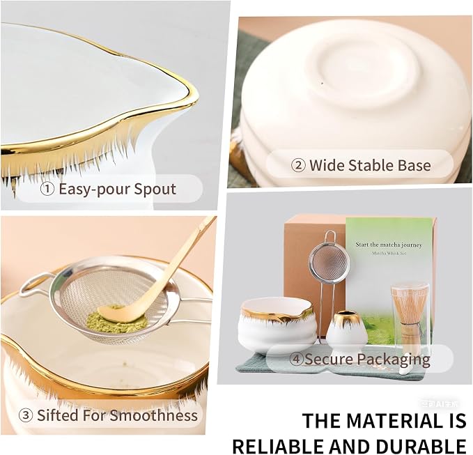 Spouted Matcha Bowl – 7-Piece Matcha Whisk Set, - Image 5