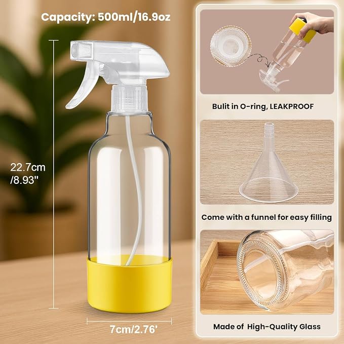 Glass Spray Bottles with Silicone Sleeve 16.9oz 2 Pack Empty Spray Bottle - Image 5