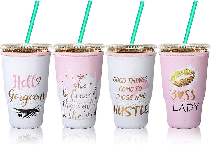 Patelai 4 Pieces Reusable Iced Coffee Sleeve Cup Insulator by Patelai