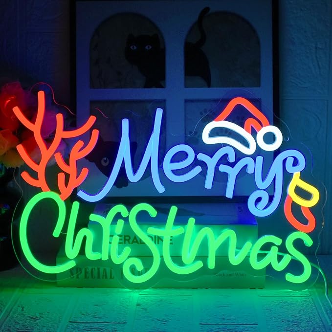 Merry Christmas Neon Sign Dimmable LED Merry Christmas Light Sign by UExnkj-Y