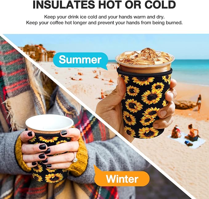 3 Pack Iced Coffee Cup Sleeve for Large Sized Cups, Reusable Neoprene Iced - Image 4