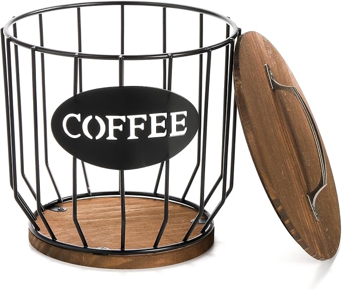 yarlung Coffee Pod Holder with Lid, Large Capacity K Cup Holder with Rustic - Image 3