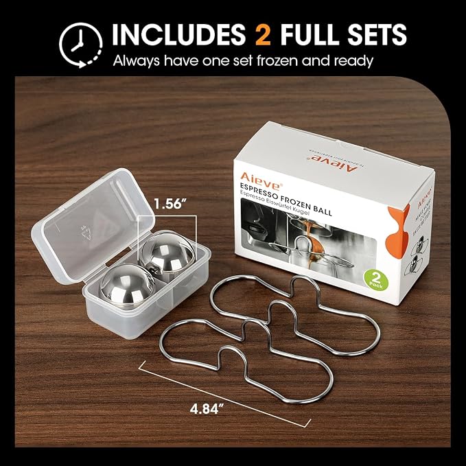 AIEVE 2 Pack Espresso Cooling Ball, Stainless Steel Frozen Ice Rock - Image 8