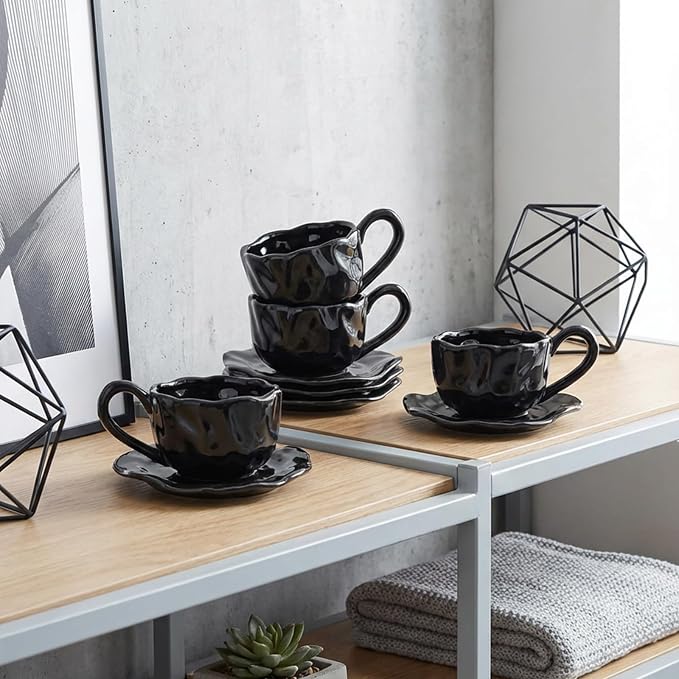 Ceramic Espresso Cups with Saucers 6 oz, Coffe Cups - Image 7