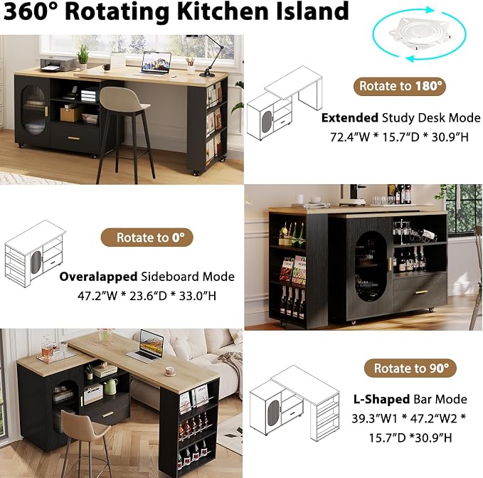HSH 72" Rolling Kitchen Island - Image 4