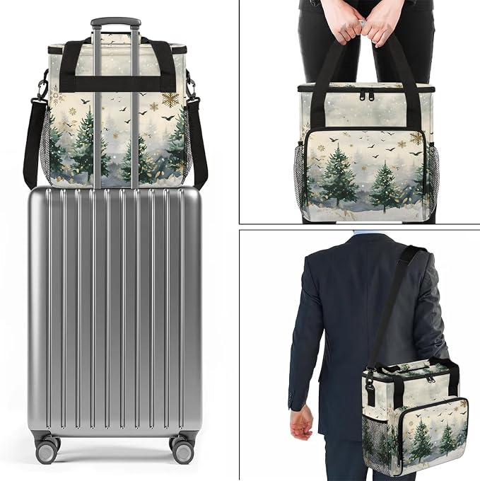 Christmas Tree Forest Coffee Maker Carring Bag, Large Insulated Storage - Image 7