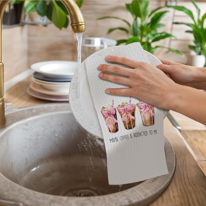 Coquette Coffee Kitchen Towels, Coffees Bar Lover Gifts Dish Tea Towel - Image 2