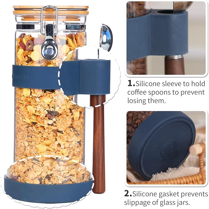 KKC 1.5-Quart Large Glass Nuts Storage Container, Airtight Food Storage Jar - Image 5